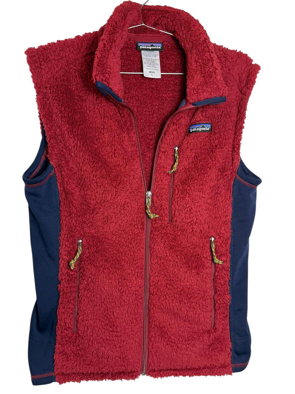 Patagonia Vest Mens Small Red Fleece Polartec Power Dry Full Zip High Pile